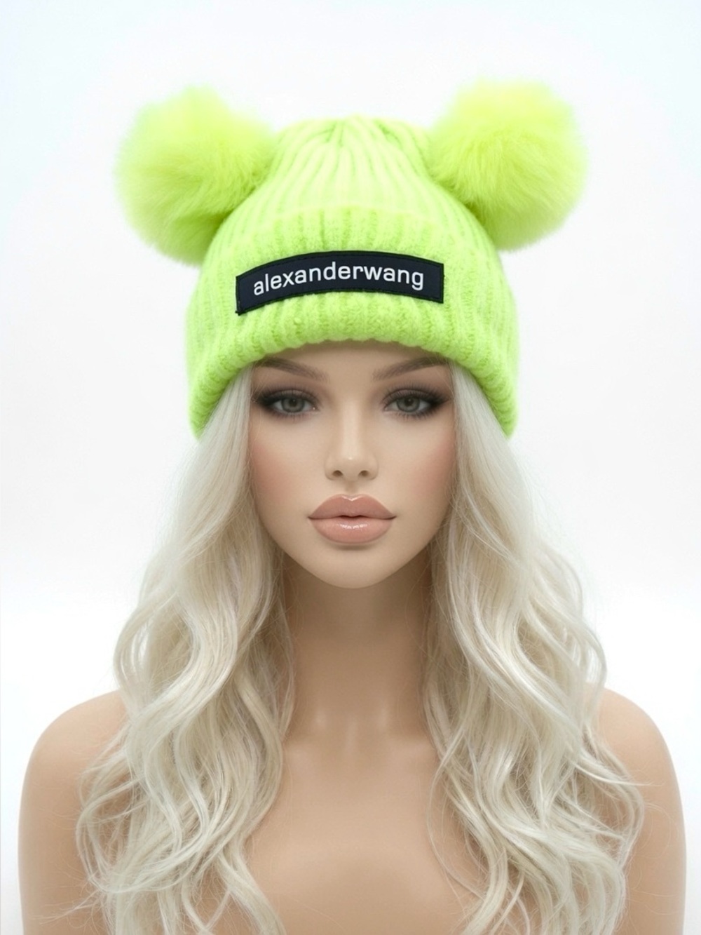 Winter Knit Pom Pom Neon Yellow Hat + 🎁 🕶️
